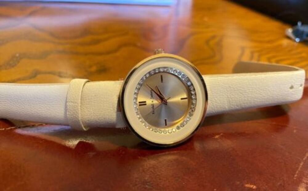 Women's Kendall James Watch, Gold Tone with Crystal Accents, Beige Band
